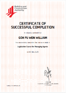 BCA Legislation Certificate - Goh Fu Wen William